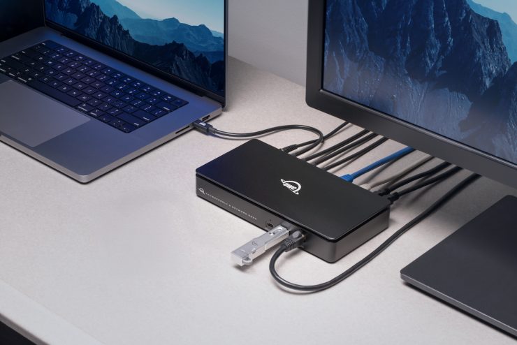 Thunderbolt 5 Dual 10GbE Network Dock light desk